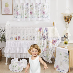 Brandream Wildflower Butterfly crib bedding skirt enhances nursery style and organization.