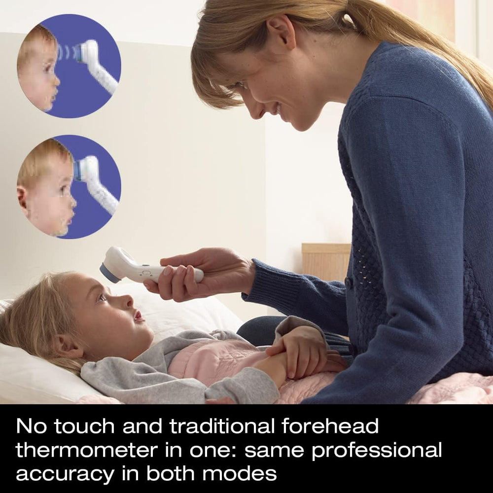Braun No Touch Forehead Thermometer color-coded display provides quick fever reading guidance at a glance.