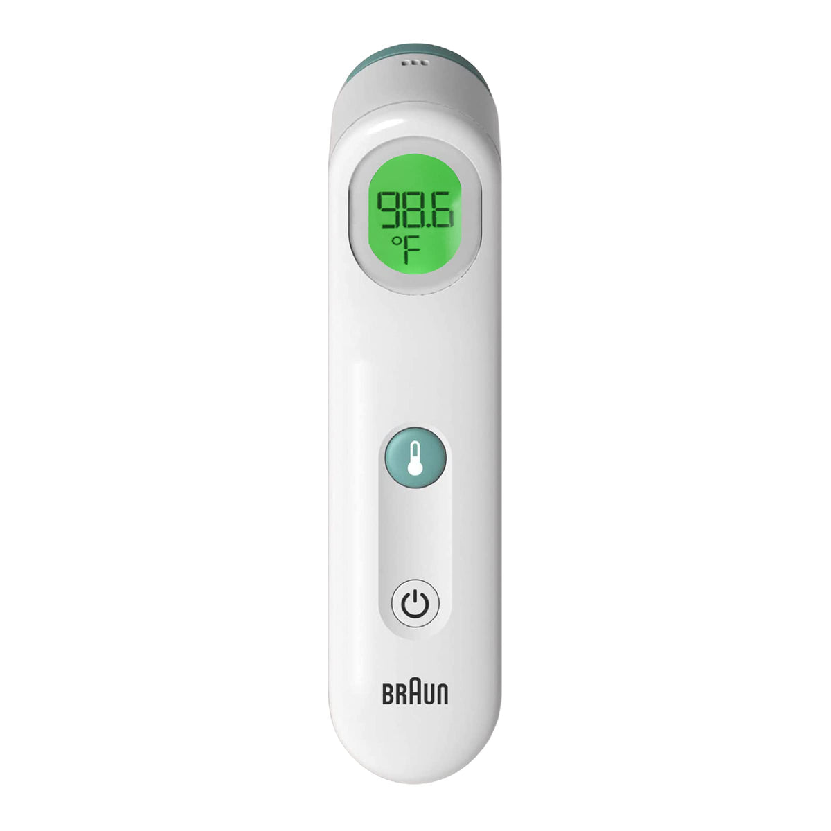 Braun Sensian Contact 5 thermometer display with quick reading on a clear screen