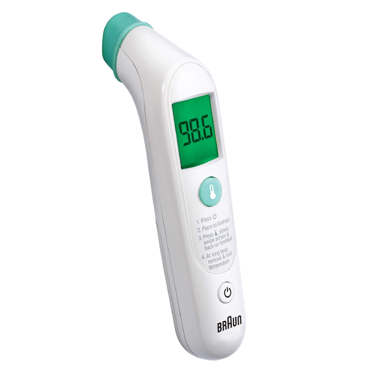 Braun TempleSwipe front display shows color-coded results for quick fever checks.