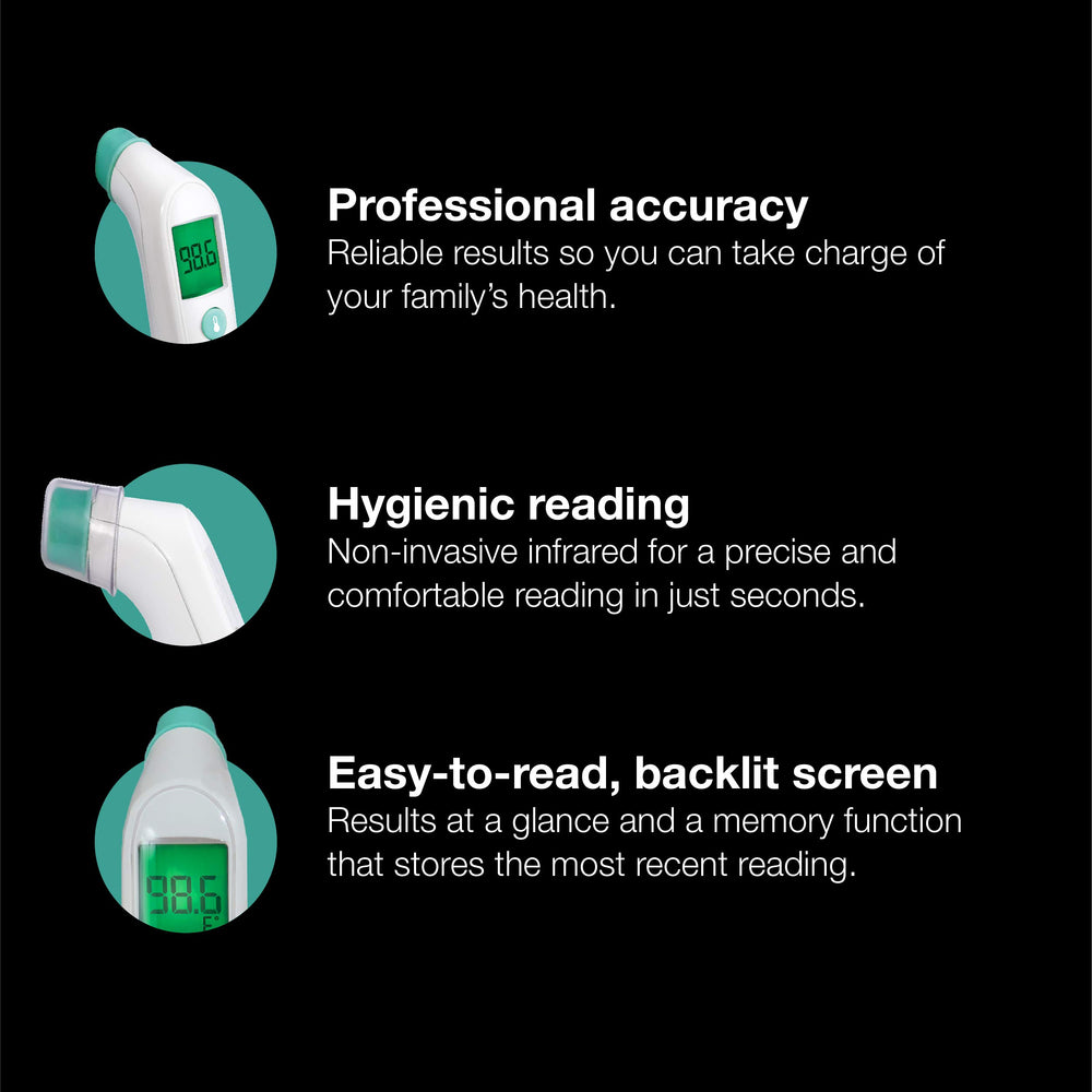 Braun TempleSwipe memory recalls last reading for easy temperature tracking.