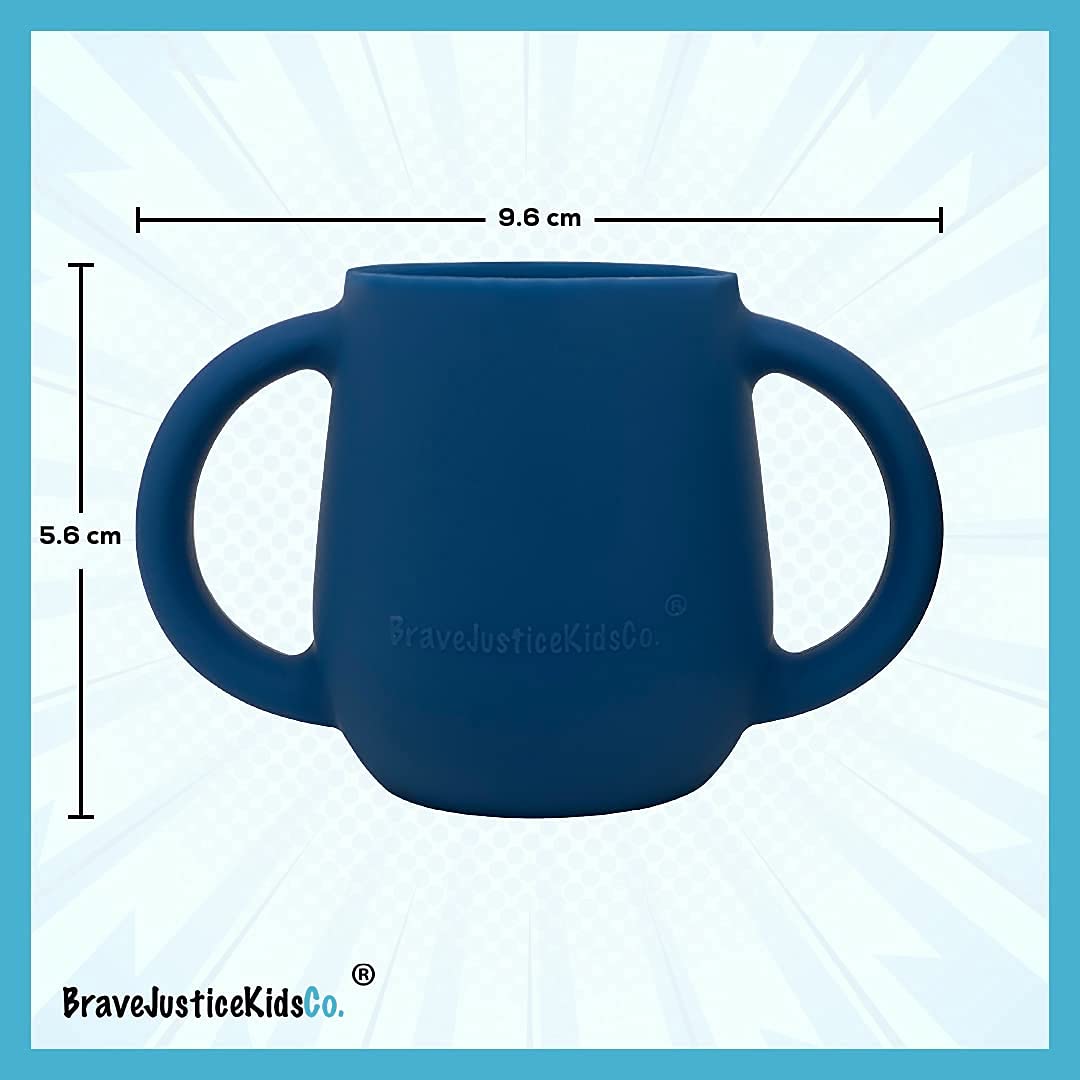 BraveJusticeKidsCo Teenie Tiny Cup baby grasp demonstrates comfortable control for beginners