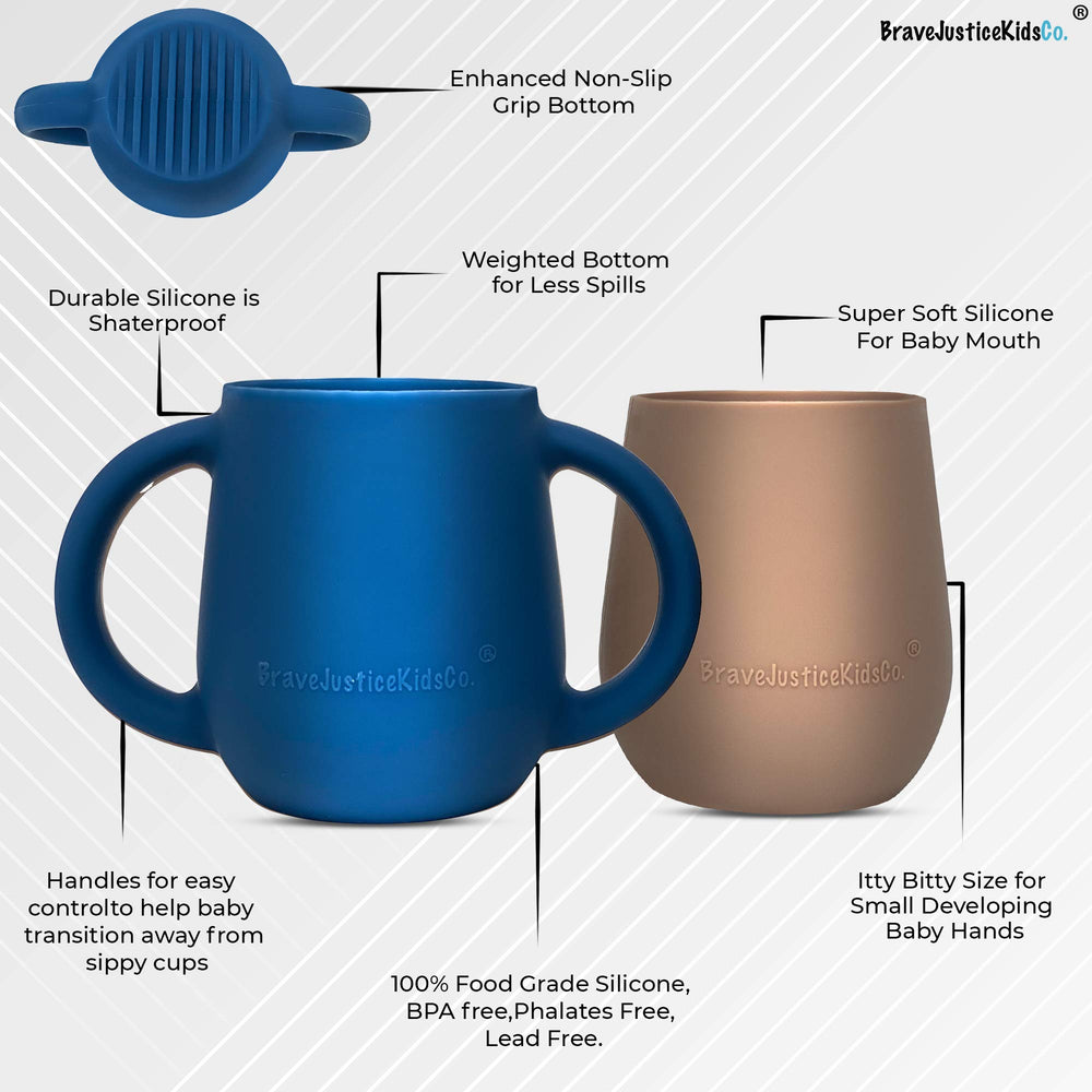 BraveJusticeKidsCo Teenie Tiny Cup non-slip base helps steady learning sessions
