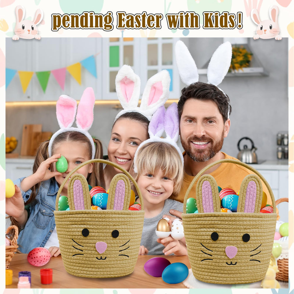 Brbecon brown Easter basket design with cute bunny motif