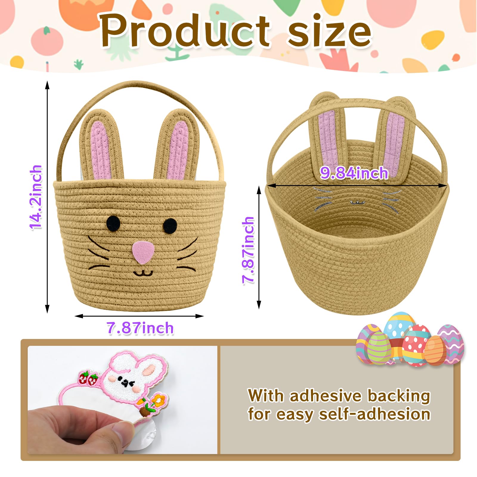 Brbecon Easter basket suitable for eggs snacks toys and keepsakes