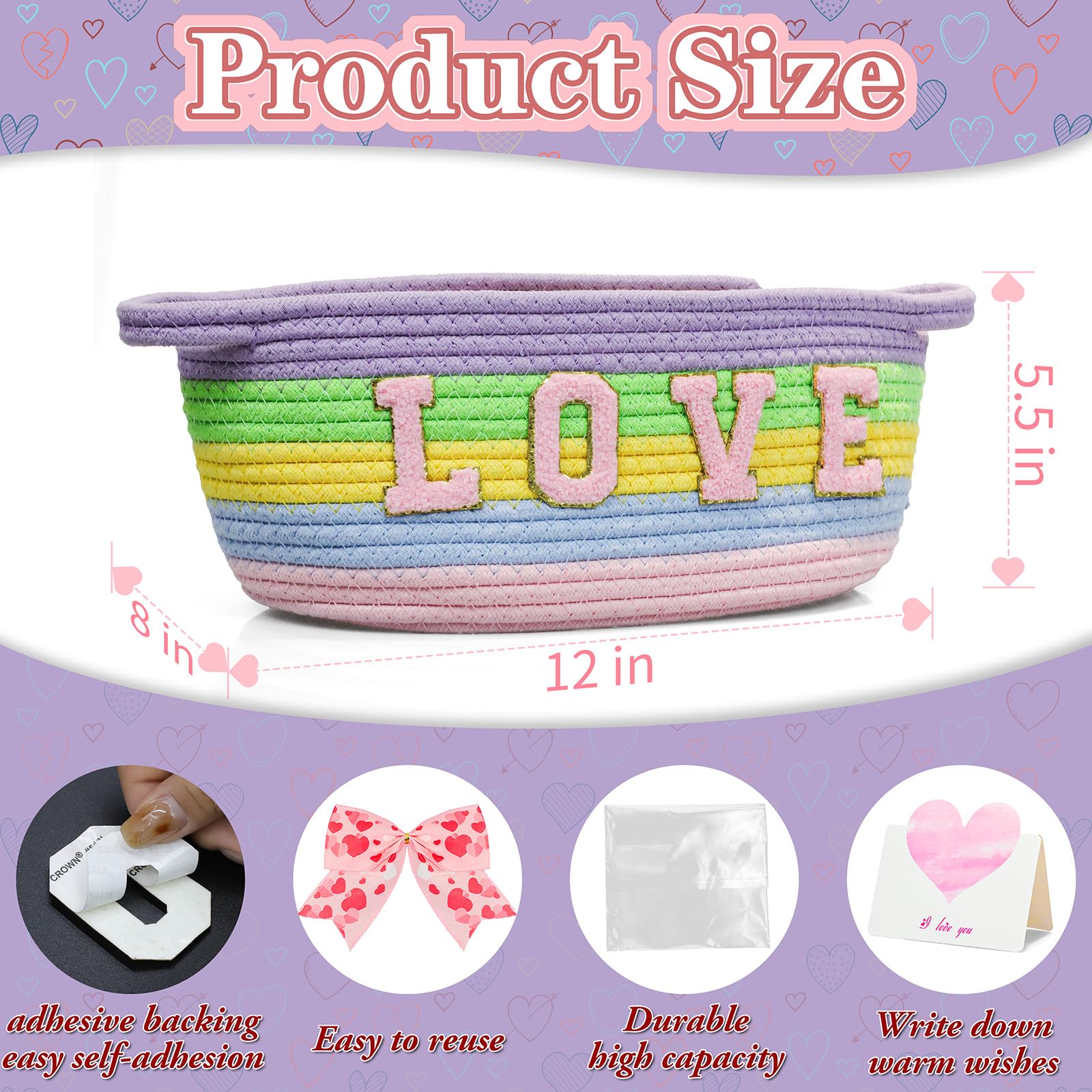 Brbecon Easter woven basket size 12 by 8 by 5 demonstrates generous capacity