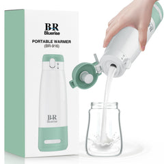 BRBLUERISE portable milk warmer packaging highlights compact travel-ready design for on-the-go feeding