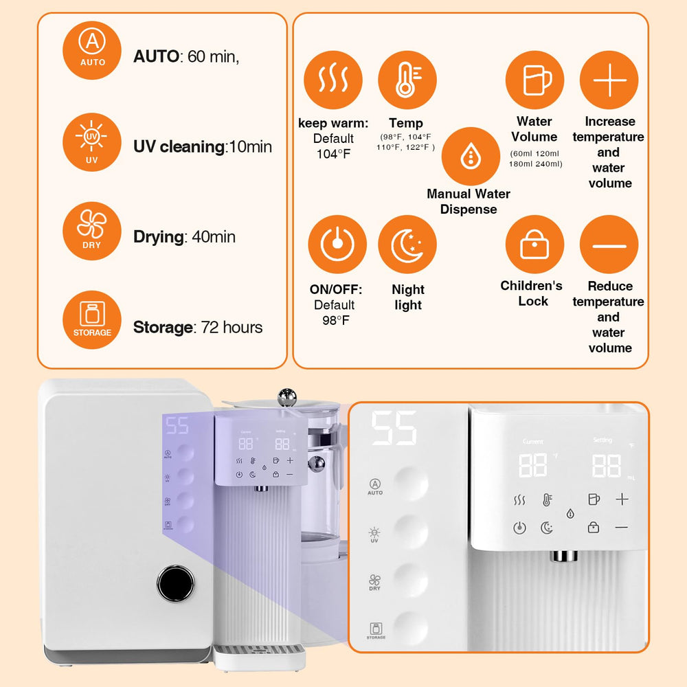 BRBLUERISE storage mode shows 72-hour bottle storage for convenient feeding