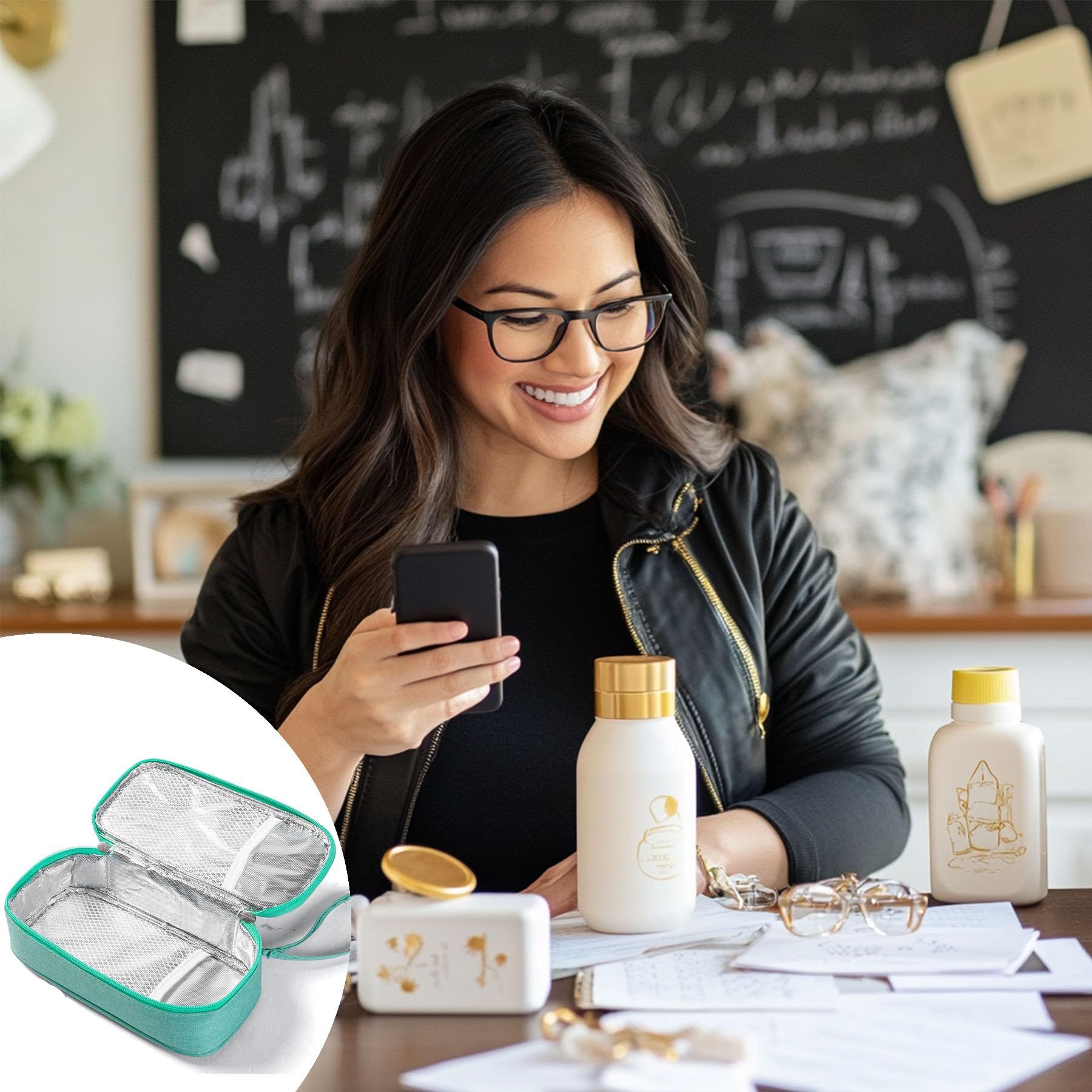 Breastmilk cooler bag green ice packs in use—refreshing, ready-to-use cooling power