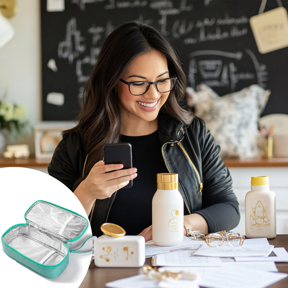 Breastmilk cooler bag green ice packs in use—refreshing, ready-to-use cooling power