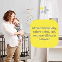 BreathableBaby 3mm mesh close-up shows breathable fabric and light-blocking properties for safer sleeps.