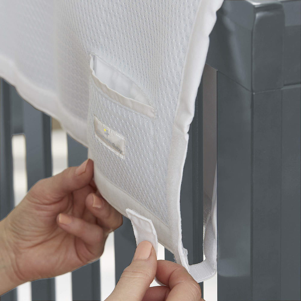 BreathableBaby breathable mesh close-up shows air-channel design.