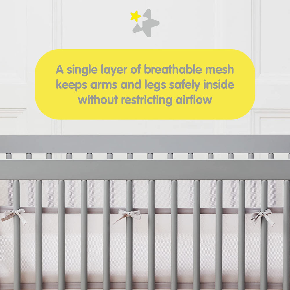 BreathableBaby liner covers all four sides with airy design for safety