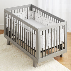 BreathableBaby mesh liner Starlight panel assembly demonstrates flexible crib coverage.