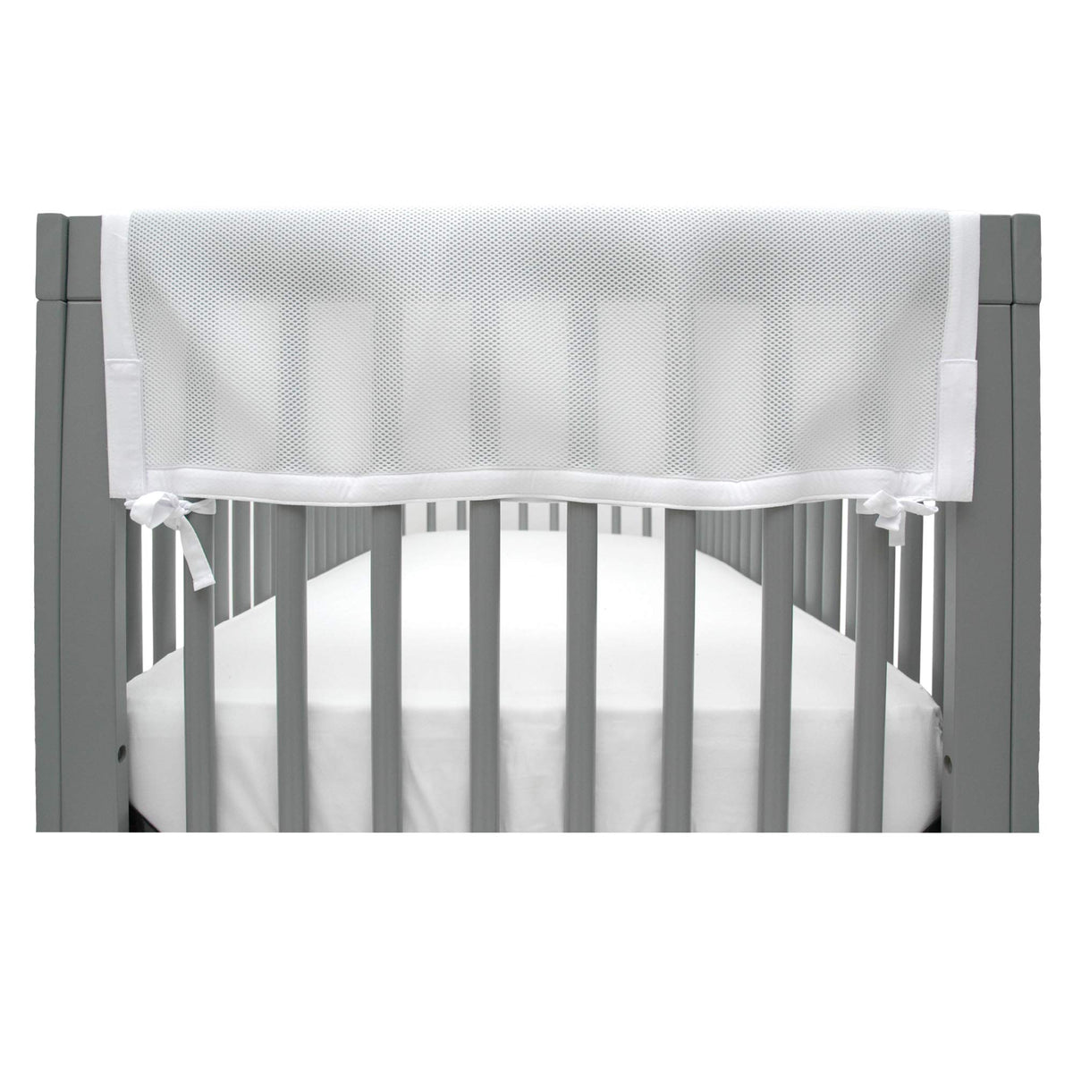 BreathableBaby Breathable Mesh Crib RailGuard Short Panel 2-Pack protects rails during teething.