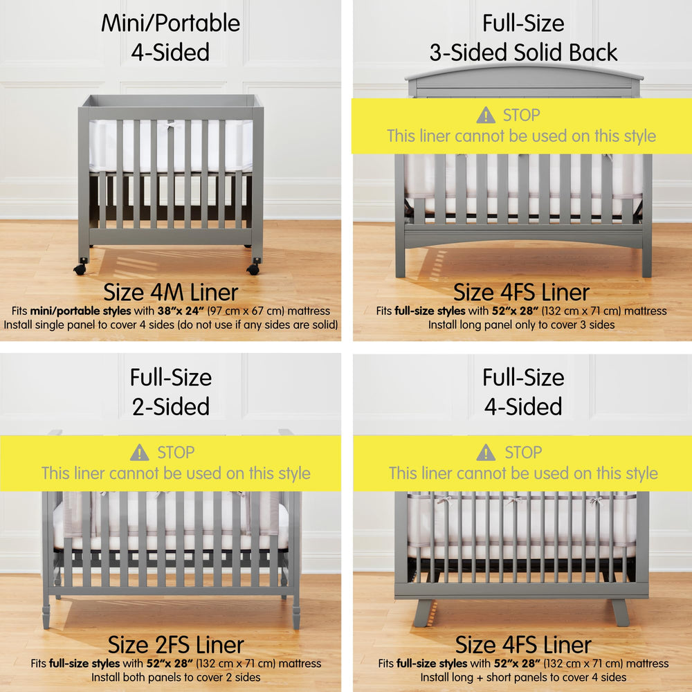 BreathableBaby 4-sides coverage on a mini crib.