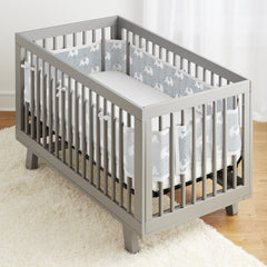 BreathableBaby Peaceful Elephants crib liner coverage for four sides improves airflow and reduces bump risk.