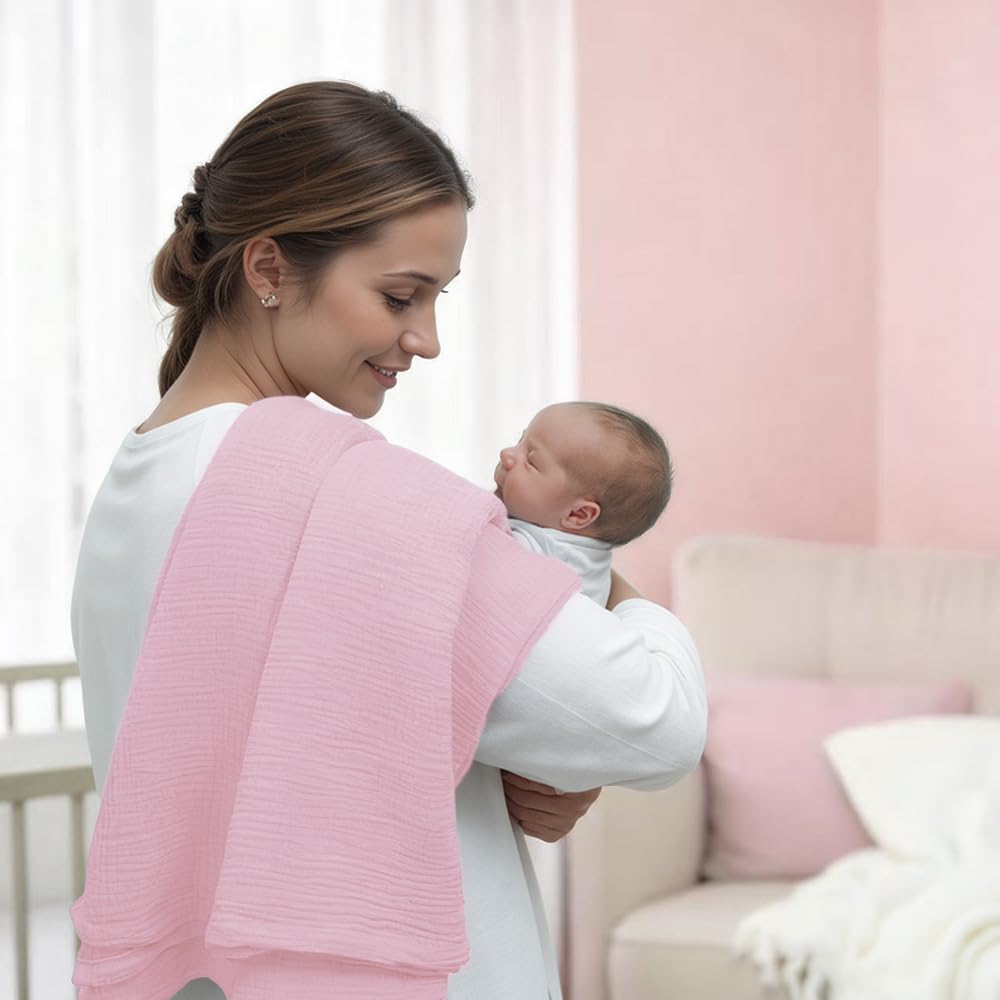 breebleep muslin swaddle blanket pink 3-pack newborn wrapping for secure snugness