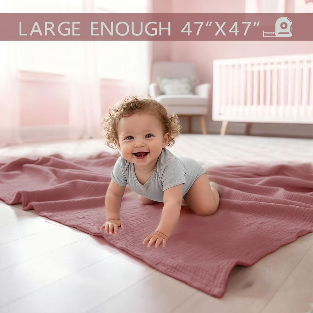 breebleep muslin swaddle blanket pink 3-pack travel-friendly lightweight blanket