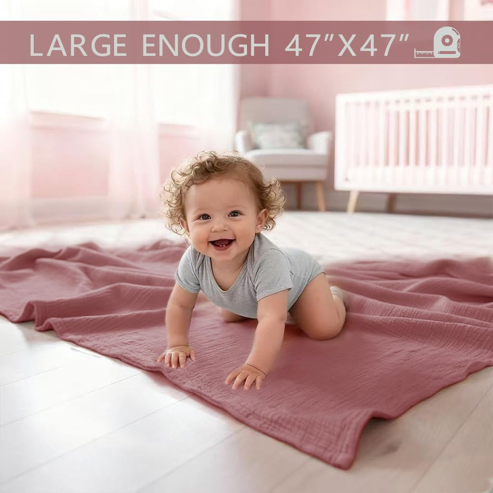 breebleep muslin swaddle blanket pink 3-pack travel-friendly lightweight blanket