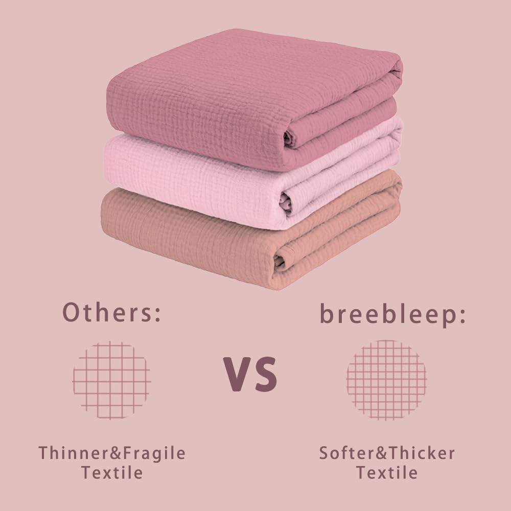 breebleep muslin swaddle blanket pink 3-pack vibrant colours coordinate outfits
