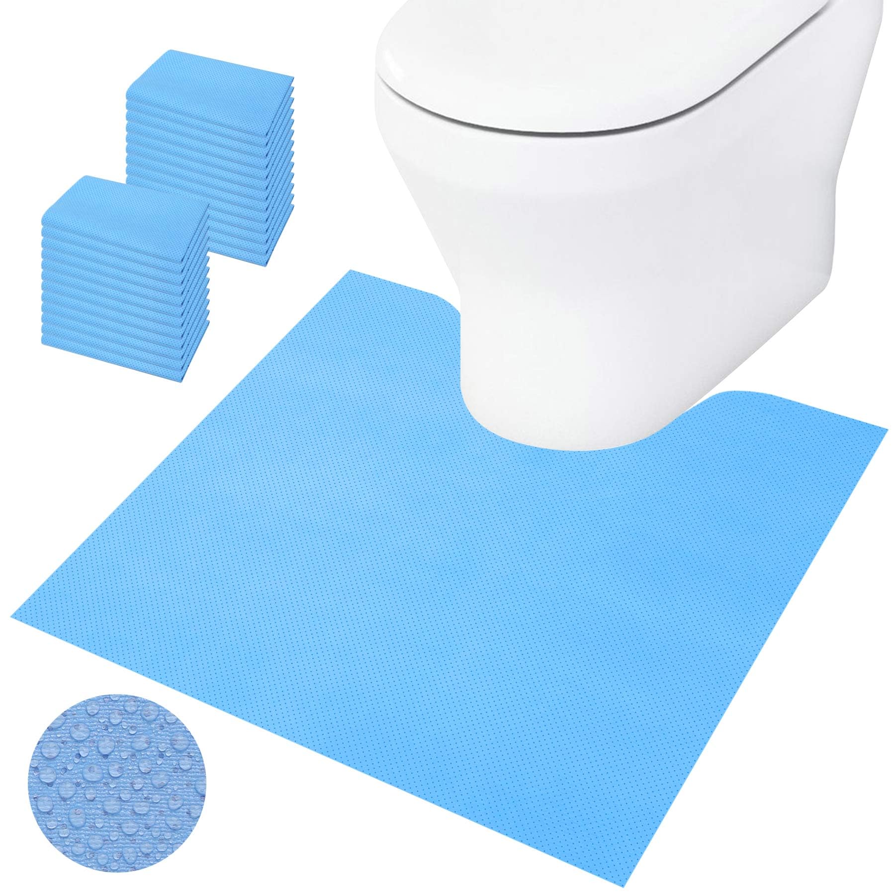 BREENHILL 25-pack toilet mats show absorbent-layer for quick liquid pickup.