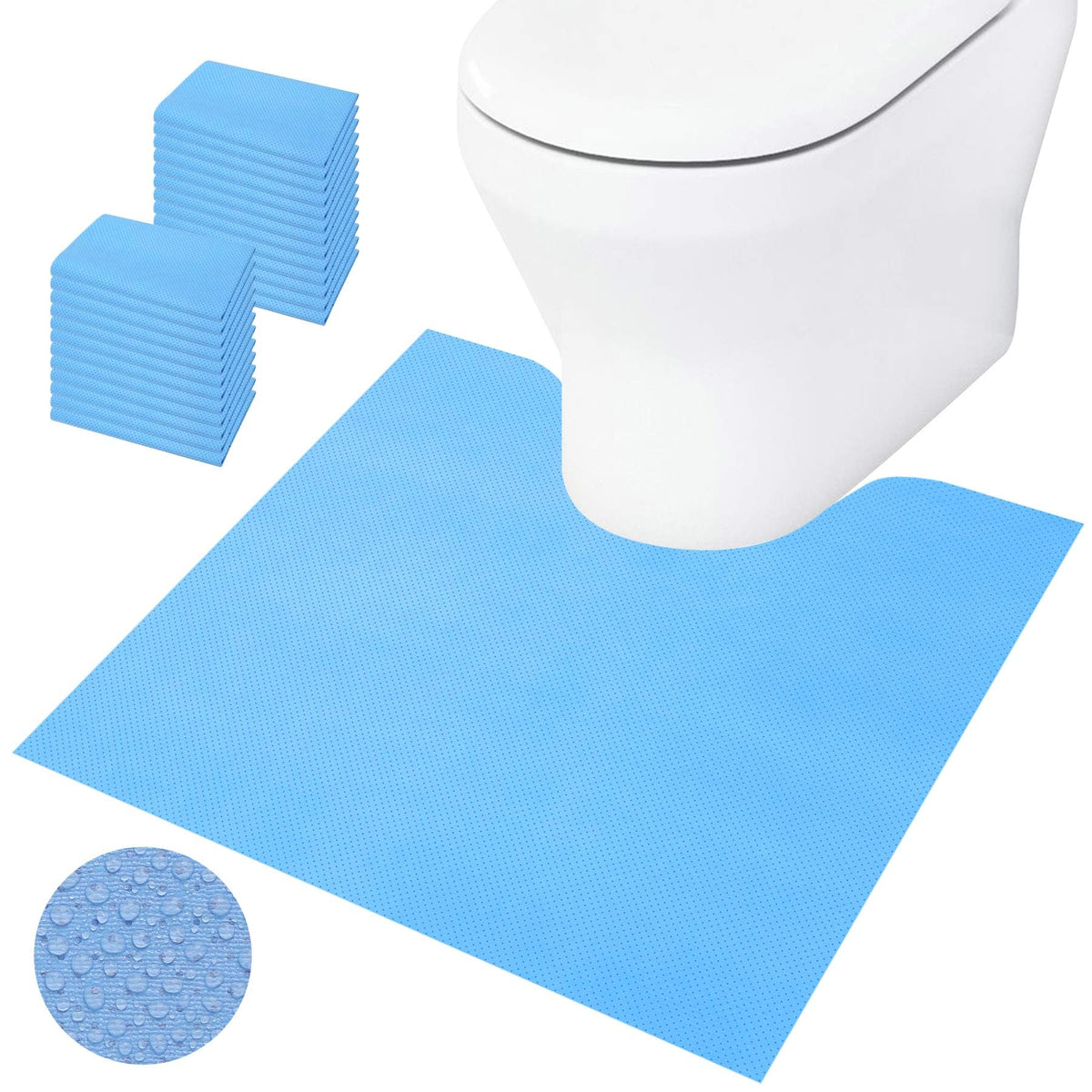 BREENHILL 25-pack toilet mats show absorbent-layer for quick liquid pickup.