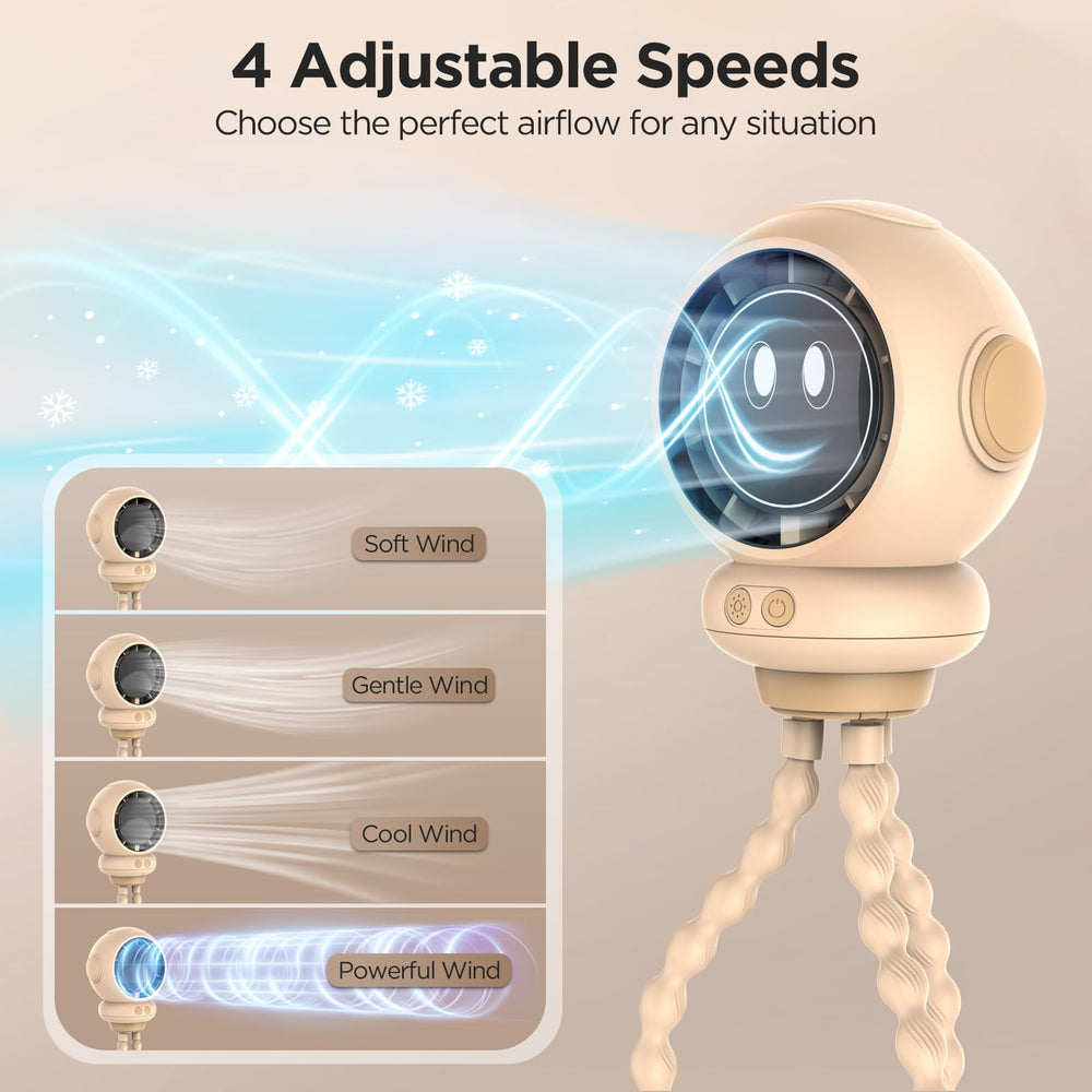 BreezeBoost stroller fan clip-on tripod demonstrates flexible mounting on a stroller.