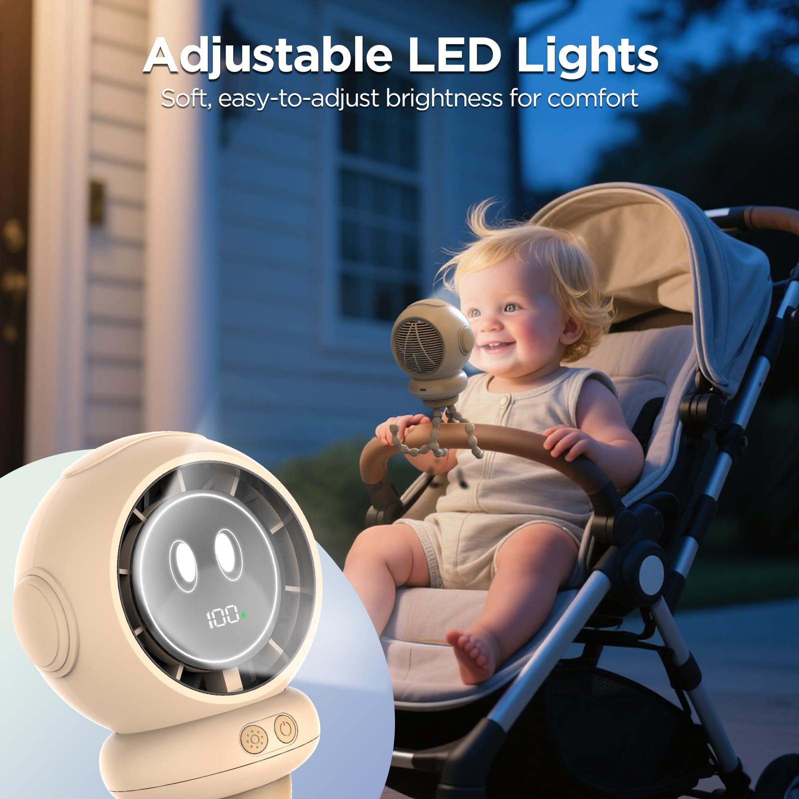 BreezeBoost night-light feature on the fan provides gentle illumination.