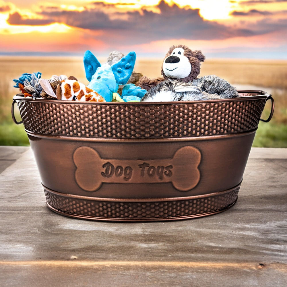 BREKX lead-free metal storage keeps pet gear tidy and safe.
