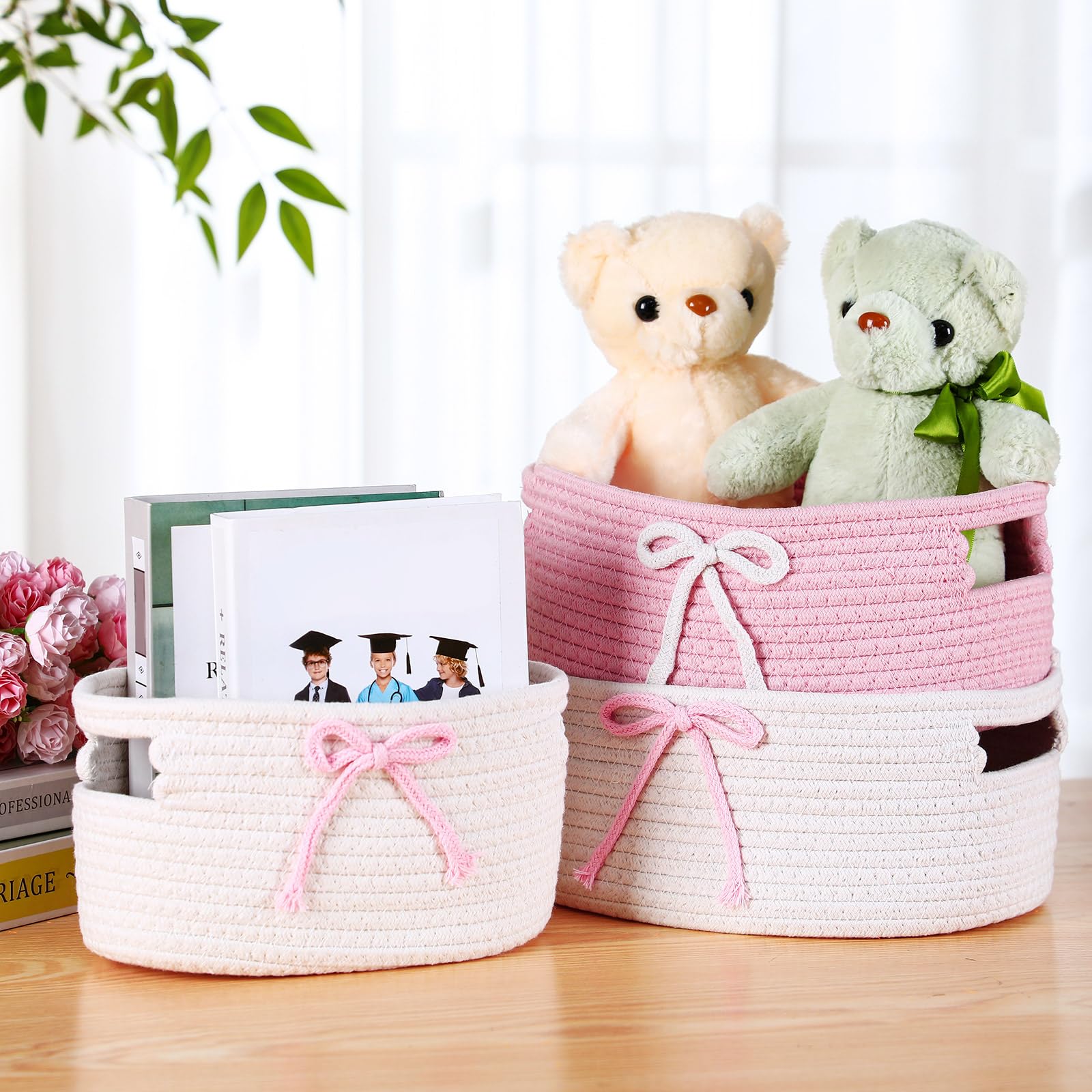 Breling Coquette bow 3D bow decor basket set showcasing triple sizes