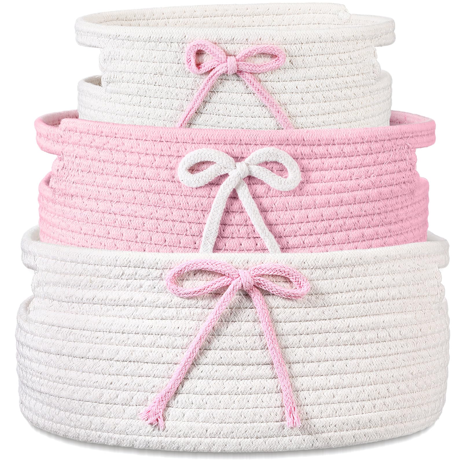 Breling Coquette bow laundry hamper large white with built-in handles for clothes organization