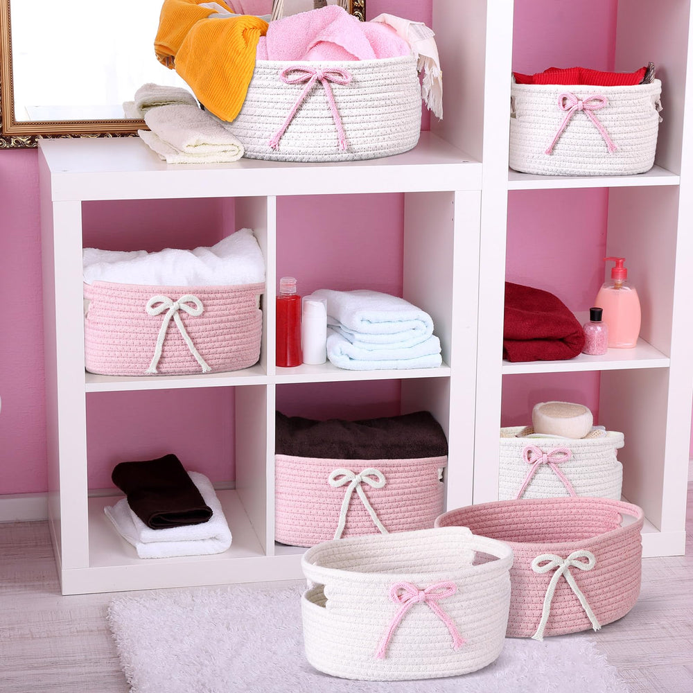 Breling Coquette bow rope basket close-up shows soft cotton texture
