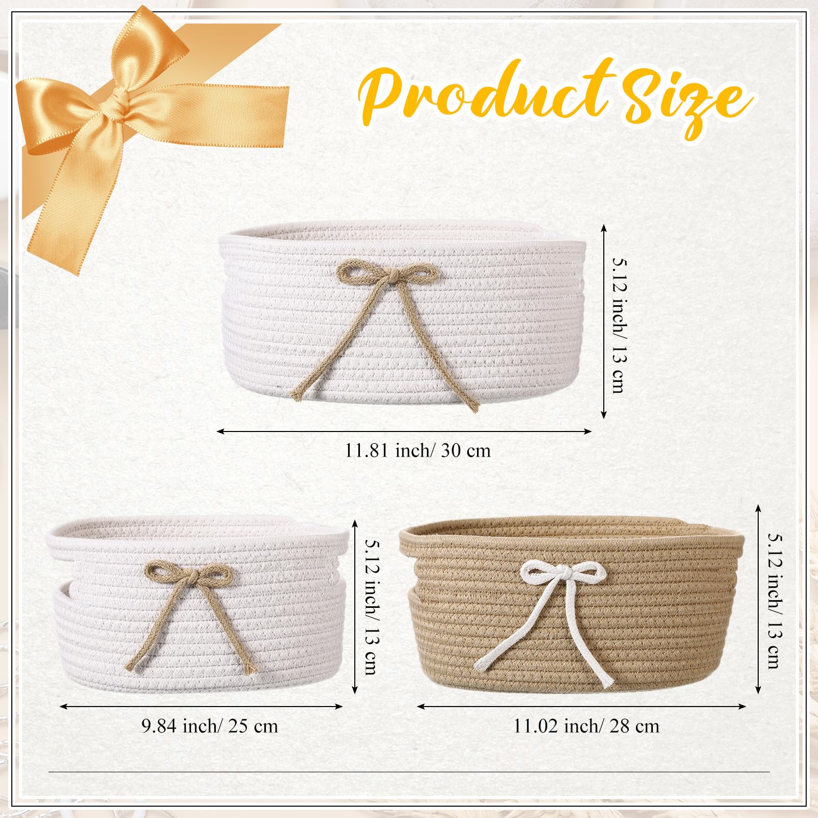 Breling Coquette Bow Storage Basket with side handles for everyday carrying.