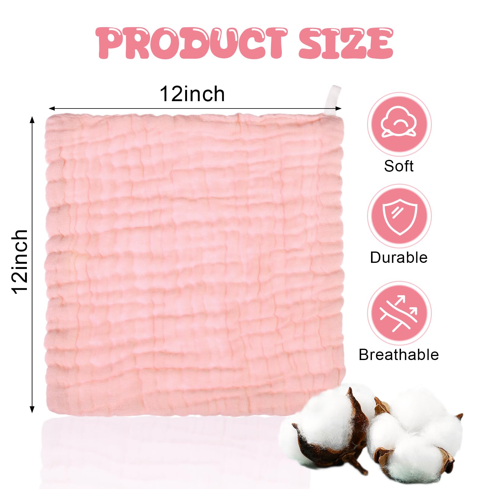 Breling muslin washcloth close-up highlights six-layer thickness for superior absorbency.