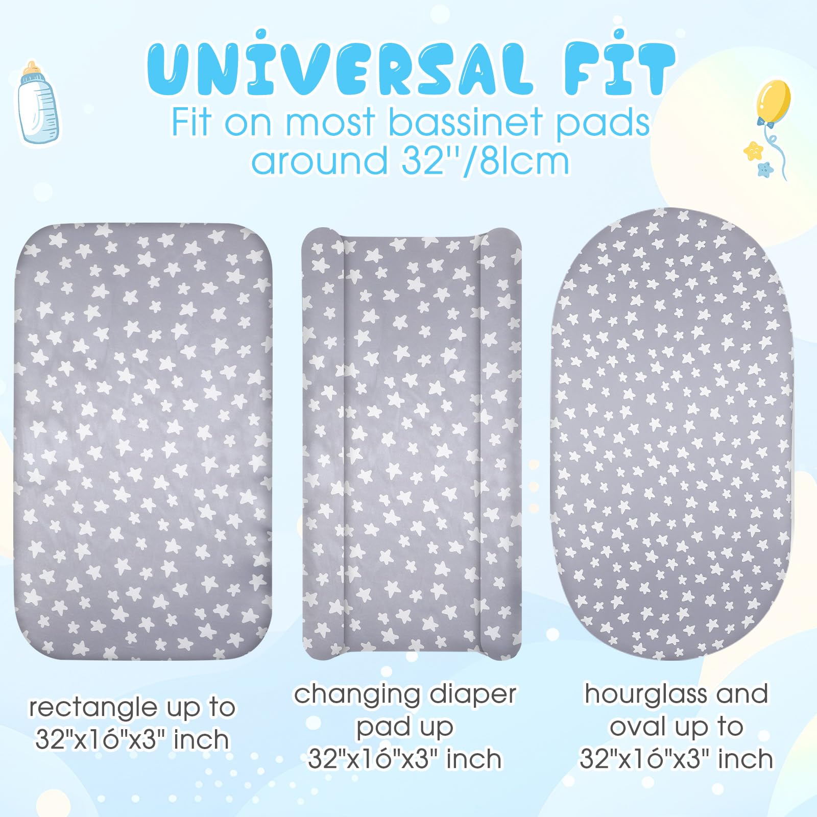 Breling satin bassinet sheet clouds white provides gentle feel and skin-friendly comfort