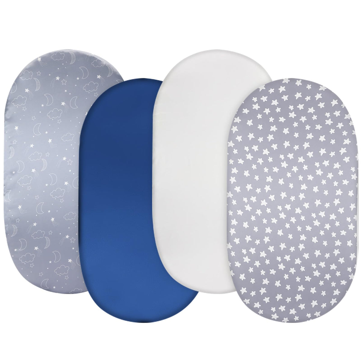 Breling satin bassinet sheet stars moons gray offers silky softness for hair-safe sleep