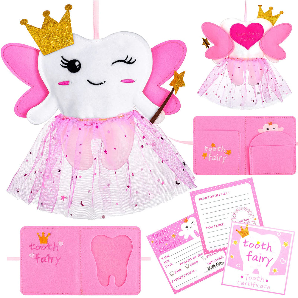 Breling tooth pillow pink front view enhances bedtime comfort and tooth fairy moments