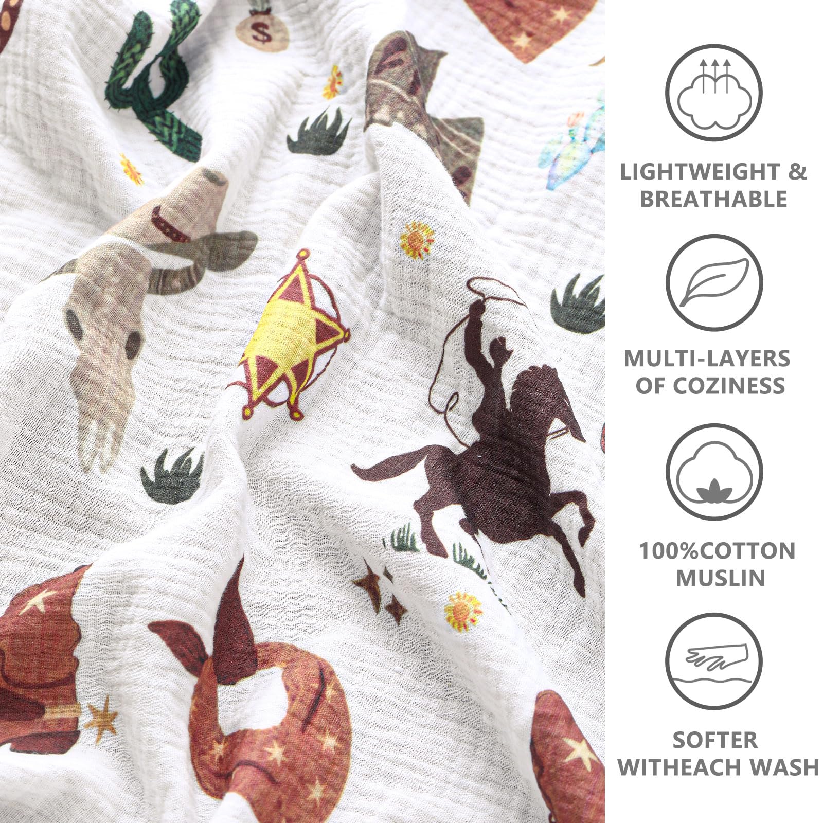 Breling Western Cowboy pattern nursery image emphasizes playful unisex design