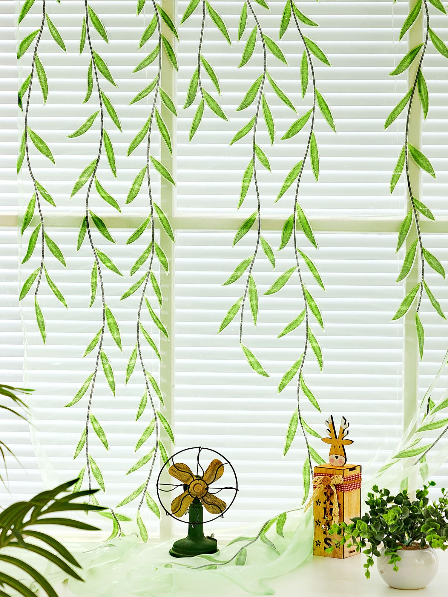 Breling Willow Voile Curtains gold-edge detail on leaves for elegant room accents