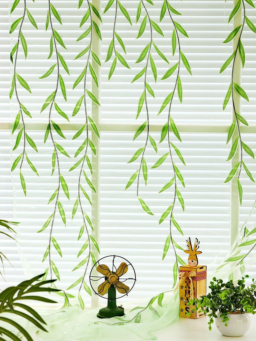 Breling Willow Voile Curtains gold-edge detail on leaves for elegant room accents