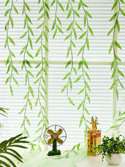 Breling Willow Voile Curtains gold-edge detail on leaves for elegant room accents