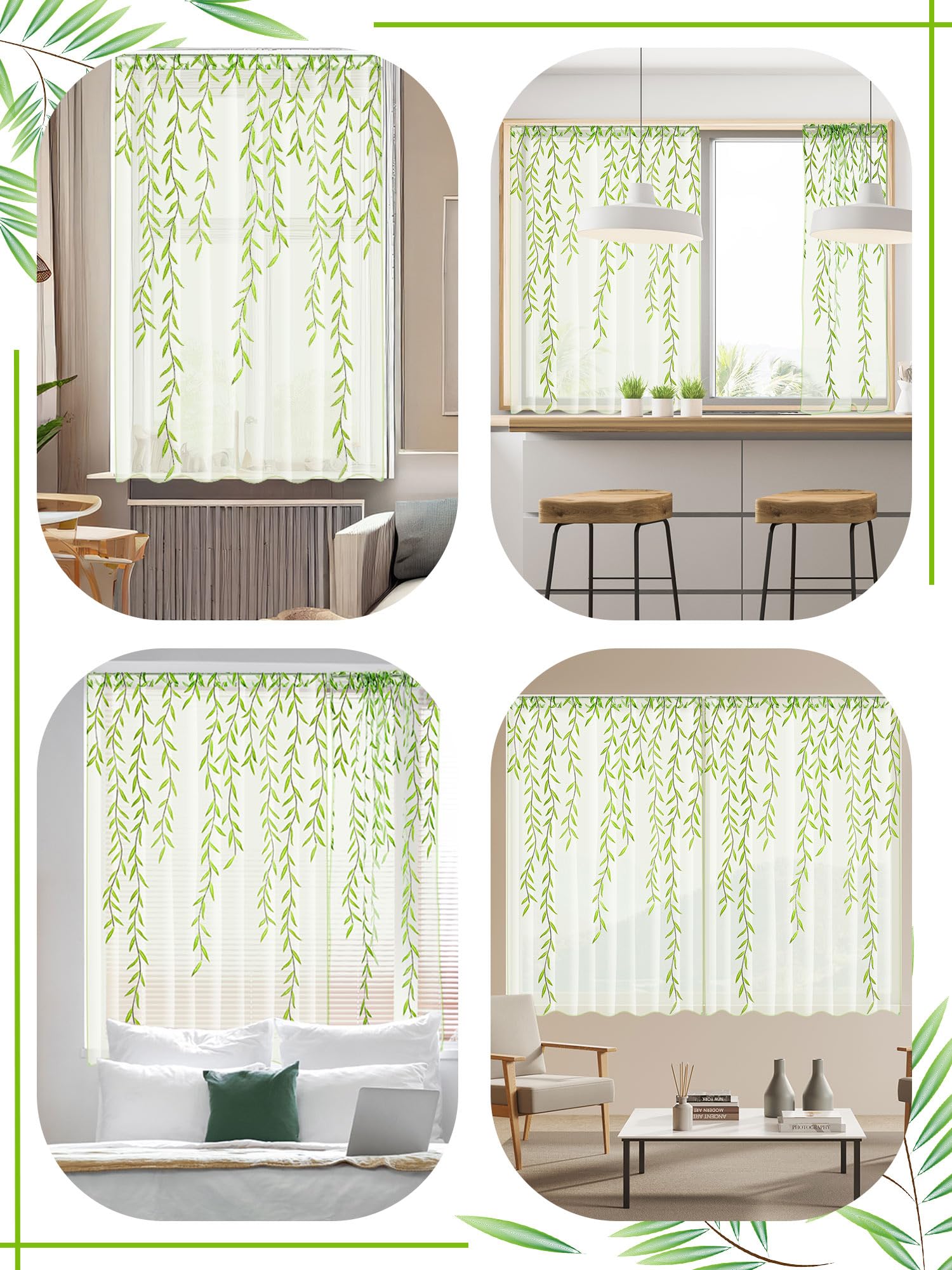 Breling Willow Voile Curtains rod-setup illustrating easy hanging