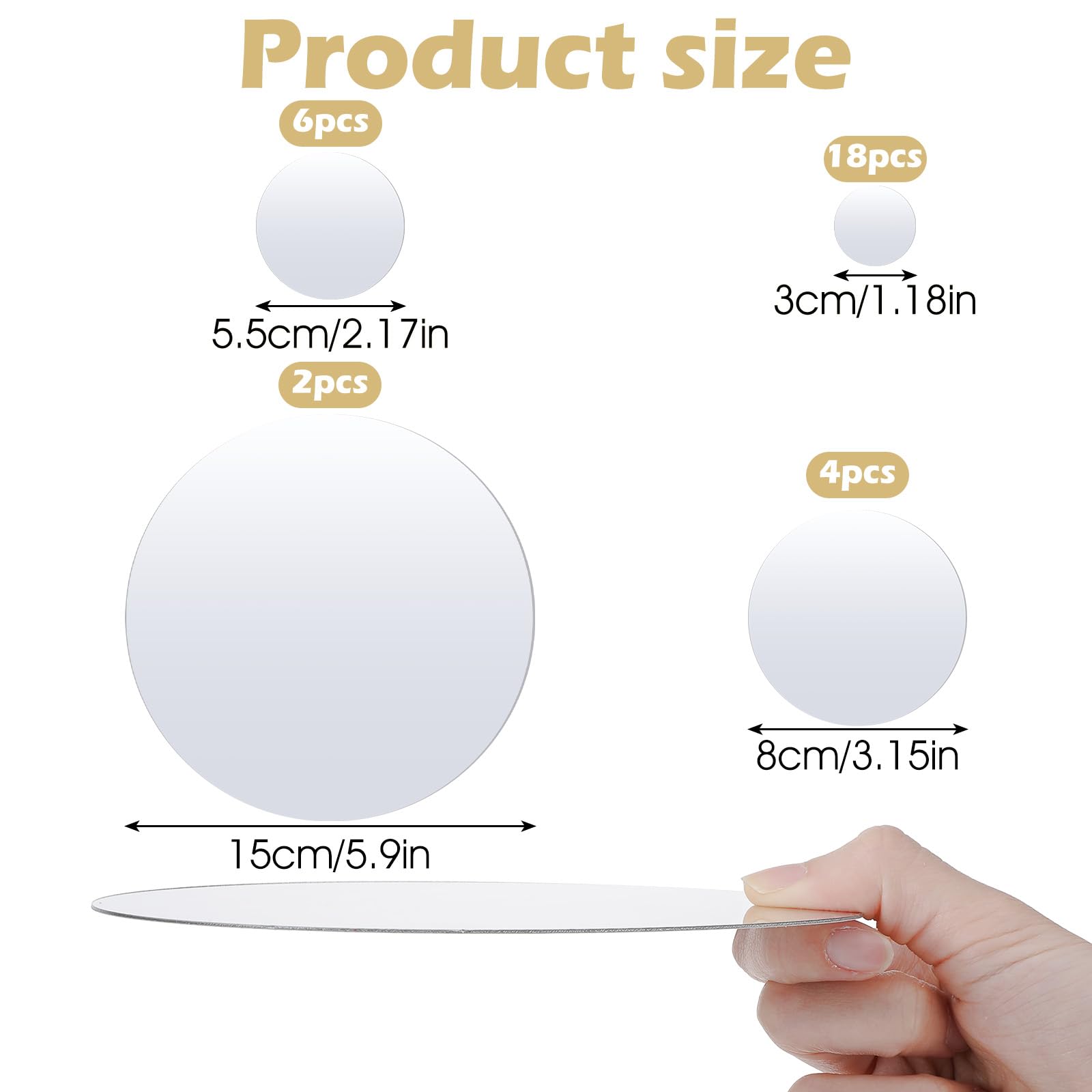 Bremorou Circle Mirror Collection 8cm tile—compact decor for small spaces.