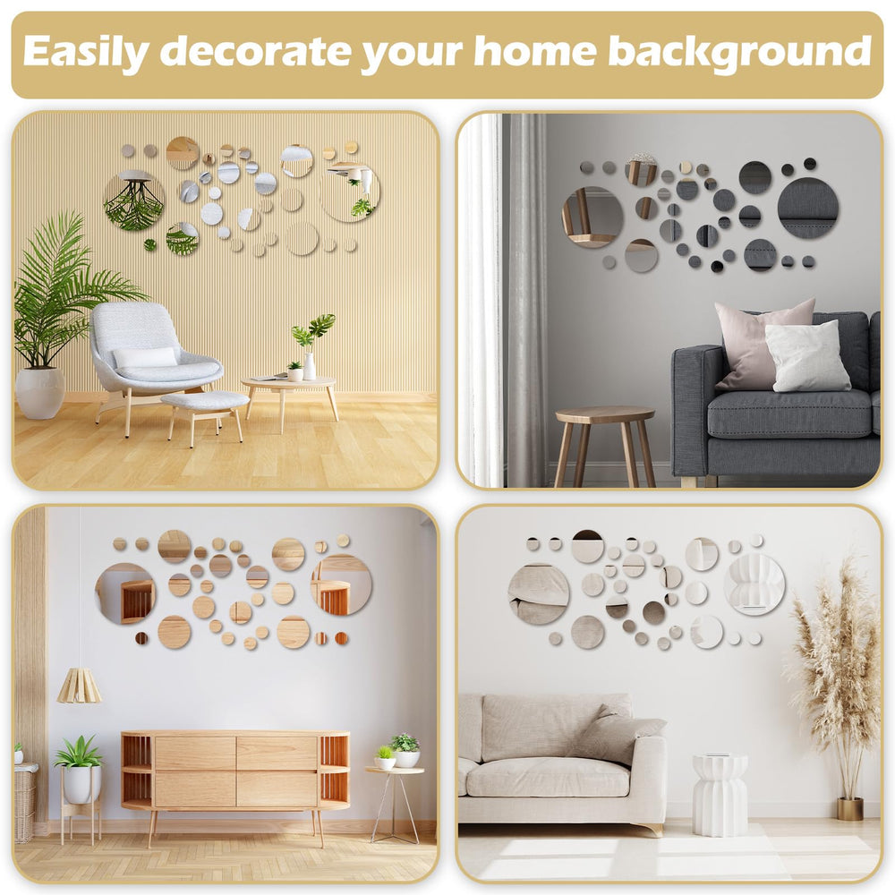 Bremorou Mirror Wall Decor Assembly—peel-and-stick setup for instant decor.