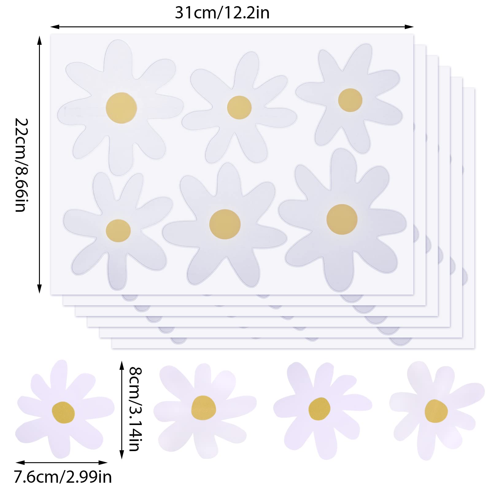 Bremorou waterproof daisy wall decal endures spills for indoor and light outdoor decorating.