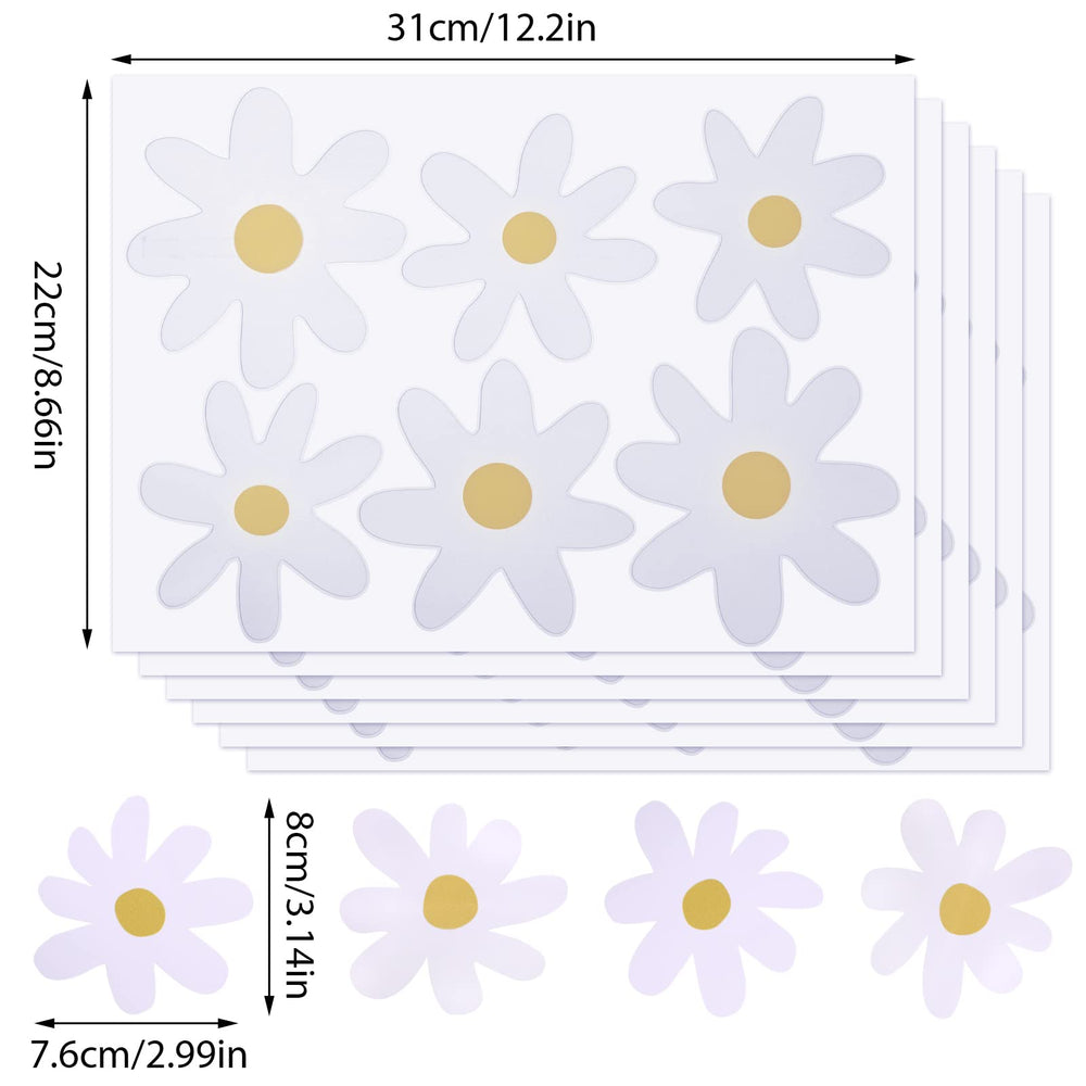Bremorou waterproof daisy wall decal endures spills for indoor and light outdoor decorating.