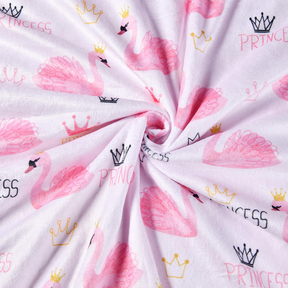 Brenaly pink swan blanket with dotted backing close-up showing breathable warmth