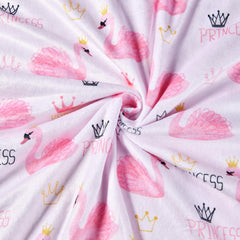 Brenaly pink swan blanket with dotted backing close-up showing breathable warmth