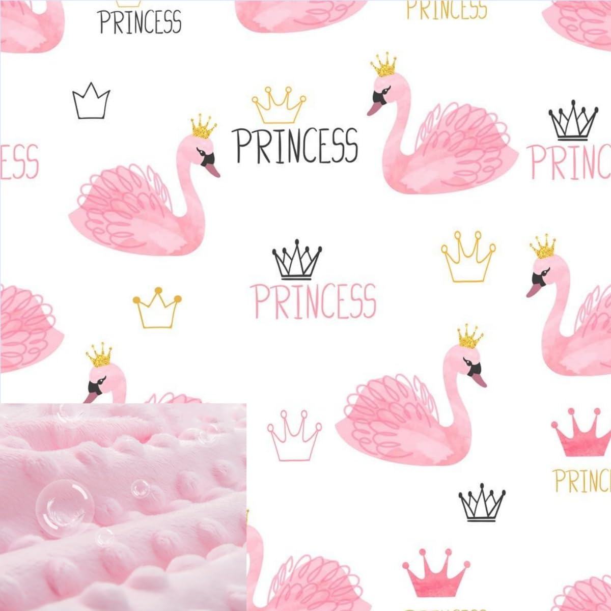 Brenaly pink swan design close-up highlighting soft plush texture